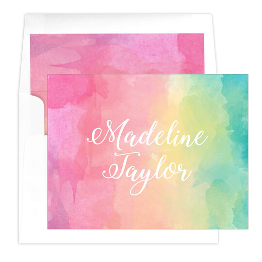 Rainbow Watercolor Folded Note Cards